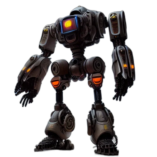 robot, weapon, concept art, 3d render transparent PNG cut-out