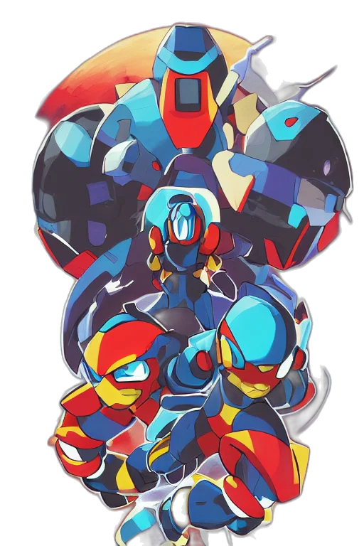robot, mask, concept art, pixel art, comic book art, watercolor, blue, colorful transparent PNG cut-out
