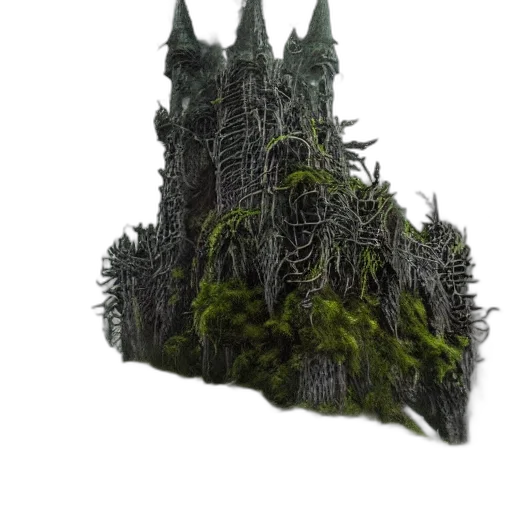 tree, crown, building, dragon, 3d render, concept art, fantasy art, pixel art transparent PNG cut-out