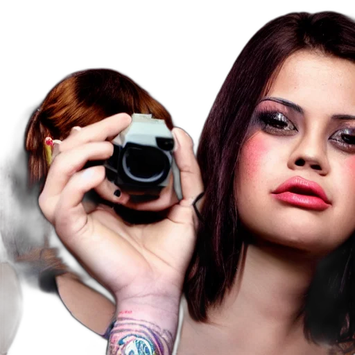 photorealistic, 3d render, beautiful, grindhouse, women, their, hands, cameras transparent PNG cut-out