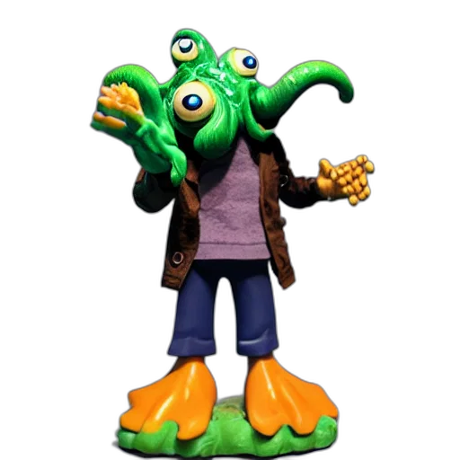 creature, staff, jacket, 3d render, concept art, cthulhu, style, pixar transparent PNG cut-out