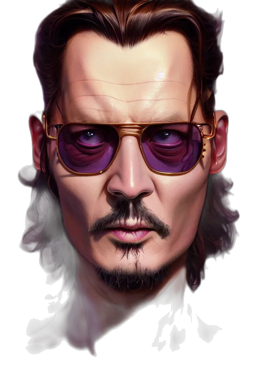 face, photorealistic, concept art, fantasy art, comic book art, grape, johnny, depp transparent PNG cut-out