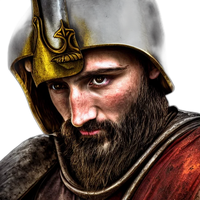 face, sword, hat, crown, fantasy art, photorealistic, concept art, 3d render transparent PNG cut-out