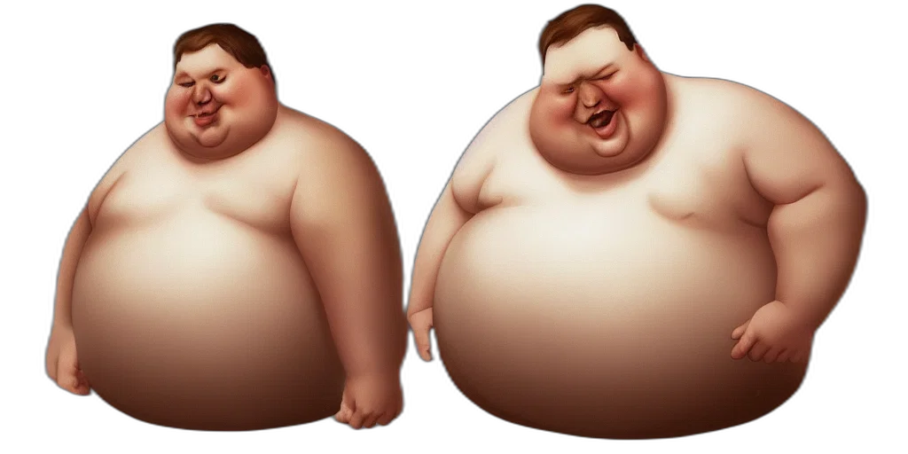 food, concept art, 3d render, photorealistic, cartoon, fat, person, shape transparent PNG cut-out