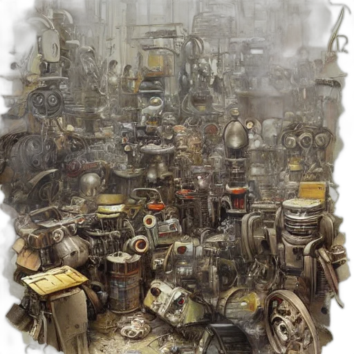 robot, furniture, weapon, concept art transparent PNG cut-out