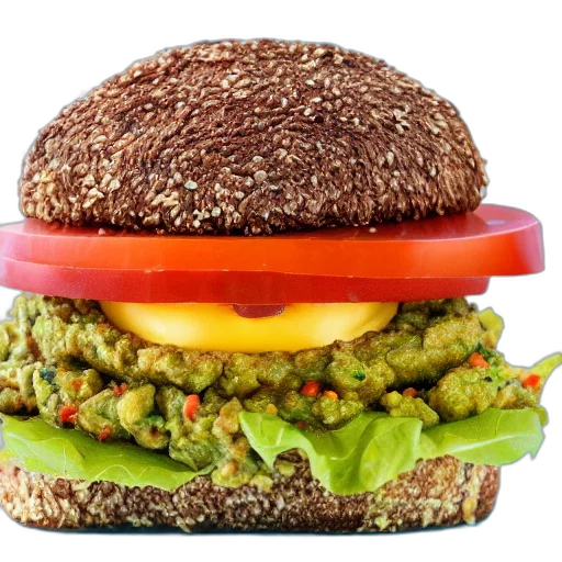 food, vegan, hamburger, guacamole transparent PNG cut-out