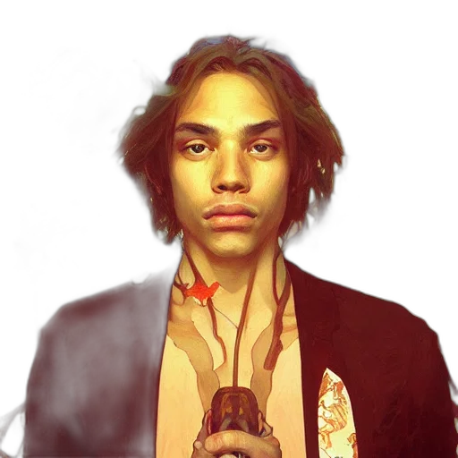 staff, face, jacket, weapon transparent PNG cut-out