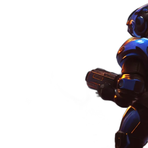 robot, weapon, concept art, 3d render transparent PNG cut-out