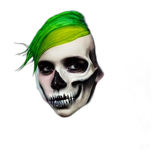 mask, face, creature, concept art, photorealistic, 3d render, fantasy art, green transparent PNG cut-out