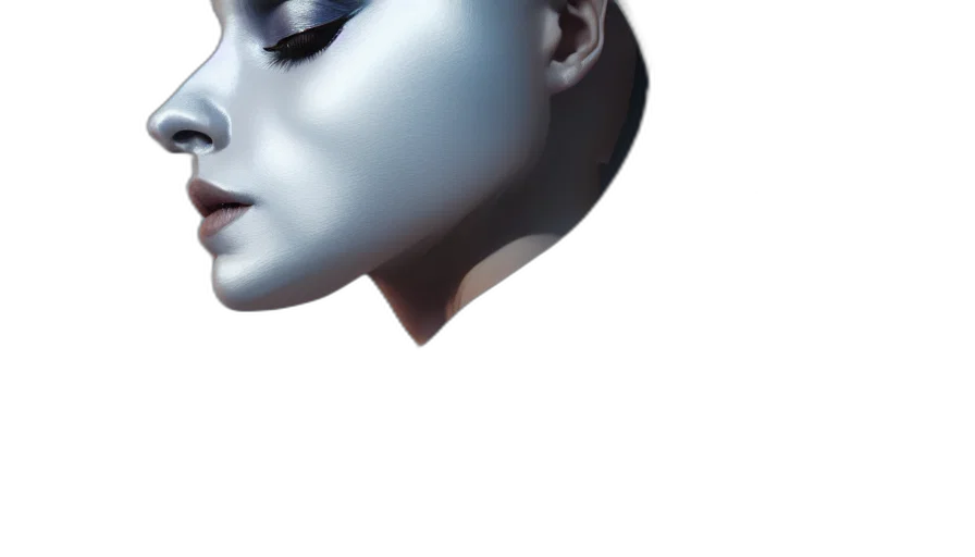 mask, face, robot, jewelry, photorealistic, 3d render, concept art, fantasy art transparent PNG cut-out