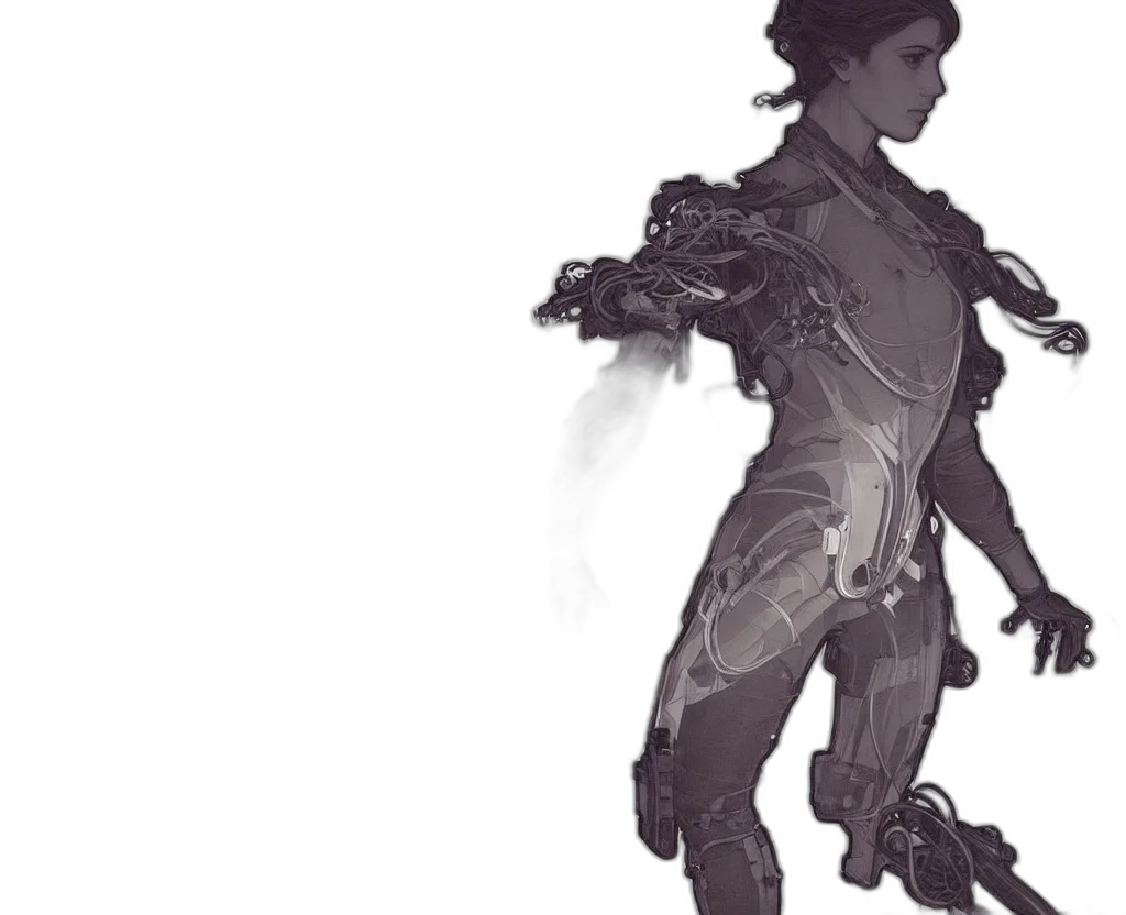 dragon, robot, sword, dress, concept art, fantasy art, comic book art, 3d render transparent PNG cut-out