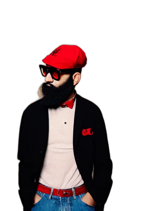 jacket, hat, staff, 3d render transparent PNG cut-out