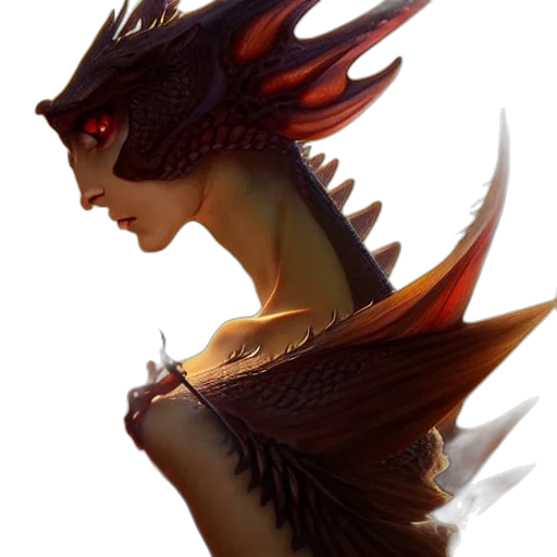 dragon, creature, staff, fantasy art, concept art, photorealistic, 3d render, dark transparent PNG cut-out