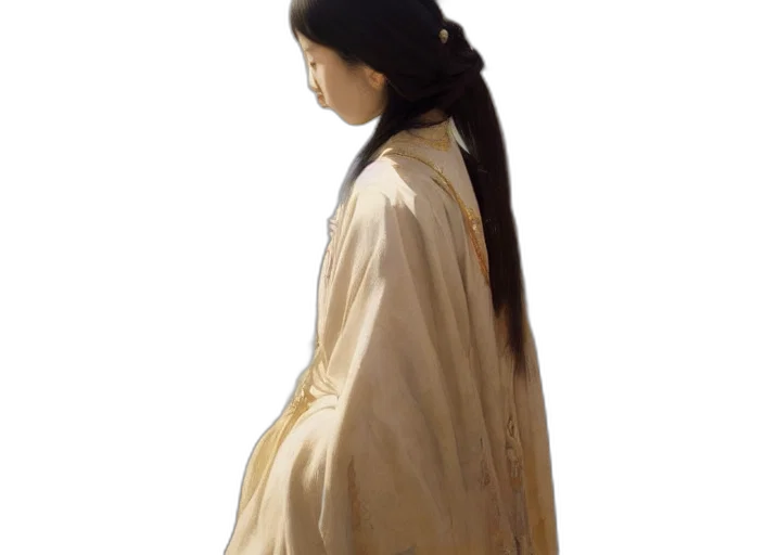 dress, hair, staff, face transparent PNG cut-out