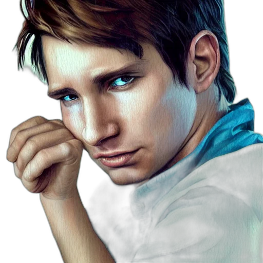 face, photorealistic, comic book art, fantasy art, oil painting, blue, young, david transparent PNG cut-out