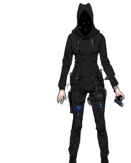 jacket, mask, staff, weapon transparent PNG cut-out