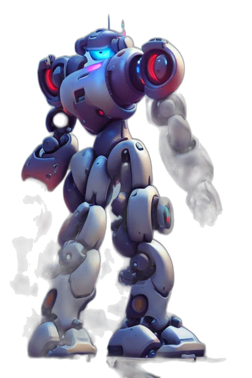 robot, weapon, staff, creature, concept art, 3d render, cyberpunk, pixel art transparent PNG cut-out