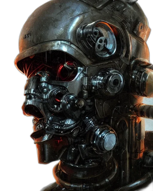 robot, face, mask, cyberpunk, concept art, 3d render, comic book art, rugged transparent PNG cut-out