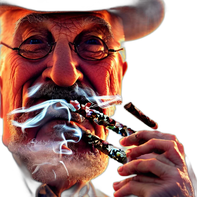 staff, photorealistic, concept art, detailed, portrait, old, man, smoking transparent PNG cut-out