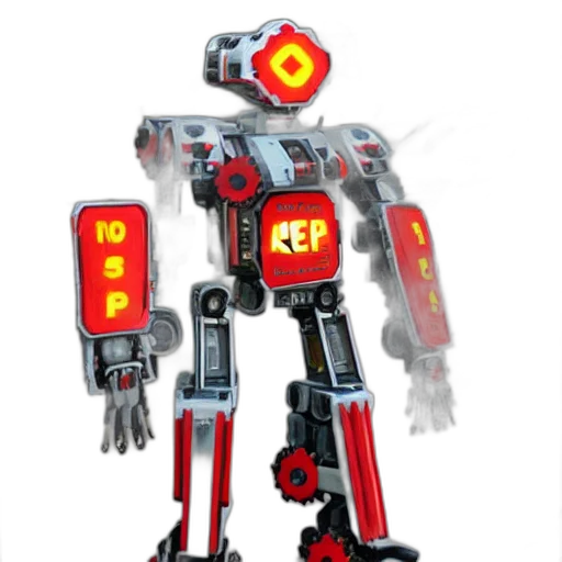 robot, weapon, staff, 3d render, concept art, mecha, made, stop transparent PNG cut-out