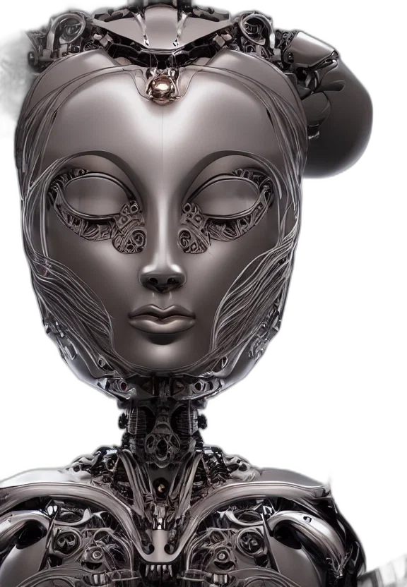 robot, mask, face, jewelry, 3d render, cyberpunk, concept art, outer space transparent PNG cut-out