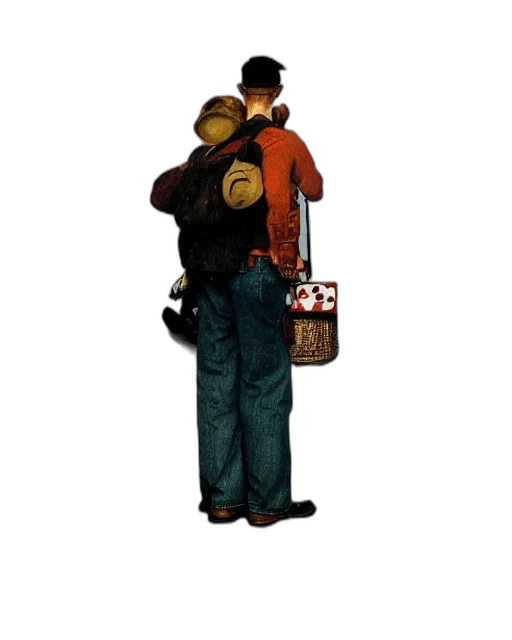 staff, jacket, hat, umbrella transparent PNG cut-out
