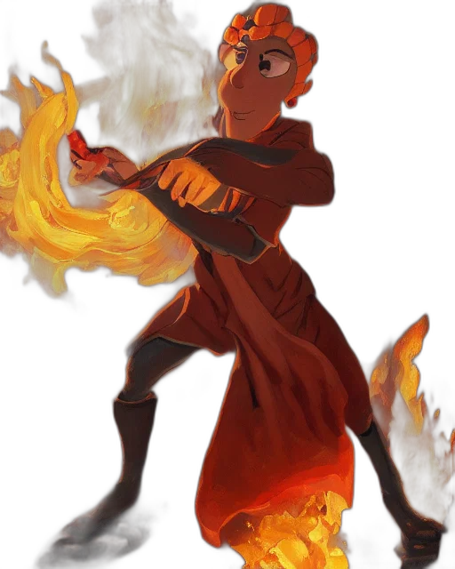 staff, jacket, concept art, fantasy art, pixel art, comic book art, fire, red transparent PNG cut-out