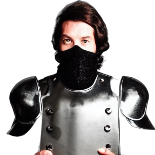 mask, robot, jacket, face, concept art, man, clad, shining transparent PNG cut-out