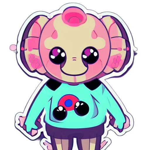 creature, pixel art, concept art, vaporwave transparent PNG cut-out