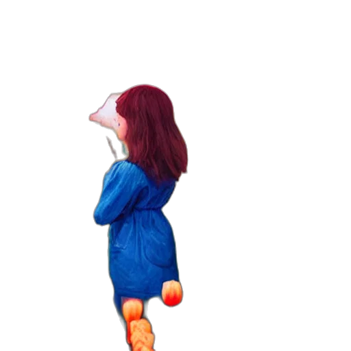 jacket, dress, staff, creature transparent PNG cut-out