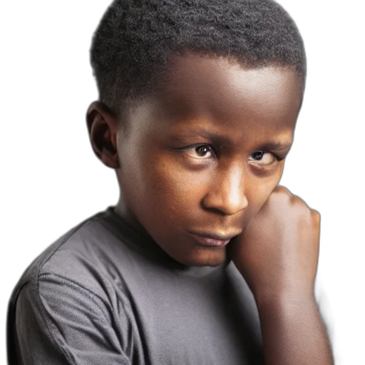 face, photorealistic, 3d render, photo, black, boy, crying, studio transparent PNG cut-out