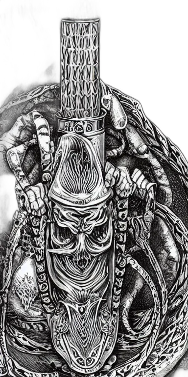 crown, mask, face, creature, comic book art, concept art, fantasy art, pencil sketch transparent PNG cut-out