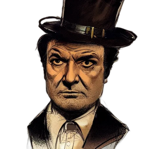hat, face, staff, comic book art transparent PNG cut-out