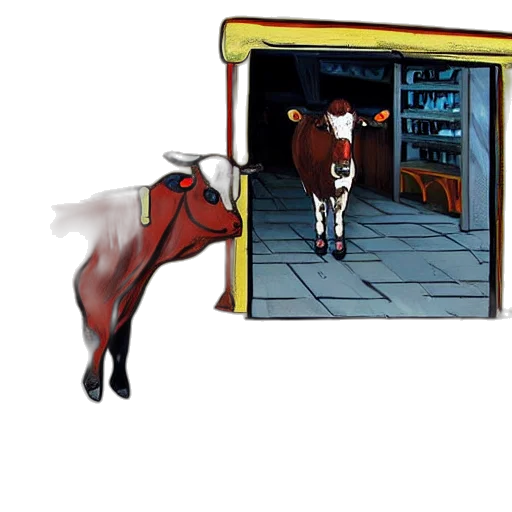 animal, food, furniture, concept art, pixel art, cow, steals, wine transparent PNG cut-out
