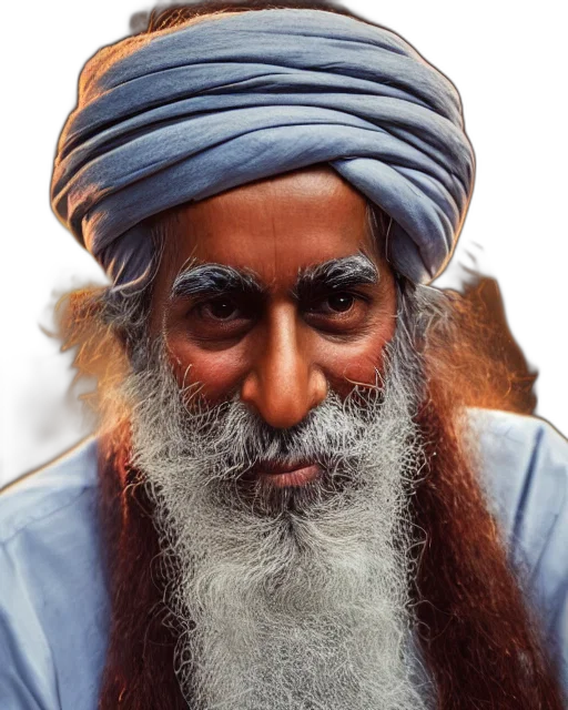 face, hat, mask, animal, photorealistic, oil painting, portrait, sadhguru transparent PNG cut-out