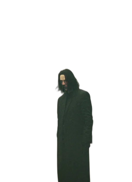 jacket, mask, creature, staff transparent PNG cut-out
