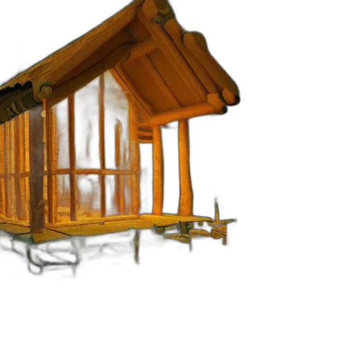 furniture, building, umbrella, 3d render, concept art, photorealistic, log, cabin transparent PNG cut-out
