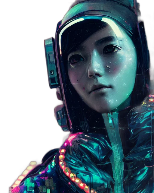 robot, face, mask, cyberpunk transparent PNG cut-out