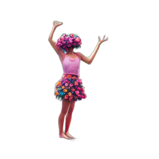 dress, crown, hat, flower, 3d render, concept art, head, made transparent PNG cut-out
