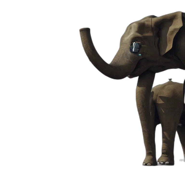 animal, creature, 3d render, concept art, photorealistic, robotic, elephant, walking transparent PNG cut-out