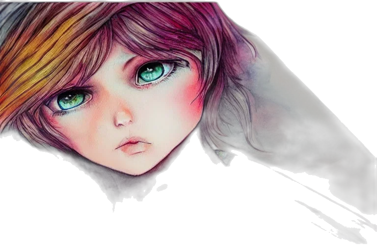 face, watercolor, anime, photorealistic, concept art, pastel, colorful, monochrome transparent PNG cut-out