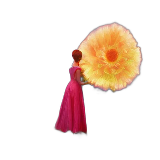 umbrella, flower, dress, hair, 3d render, concept art, watercolor, photorealistic transparent PNG cut-out