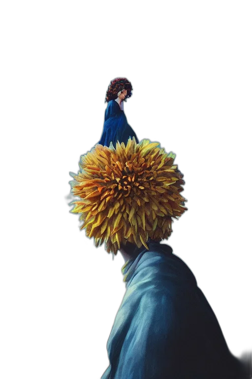 crown, flower, hair, face, concept art, photorealistic, watercolor, oil painting transparent PNG cut-out