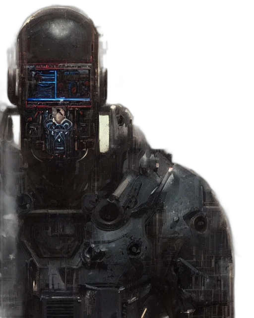 robot, face, concept art, cyberpunk transparent PNG cut-out