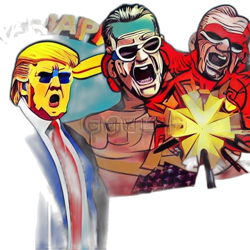 mask, comic book art, concept art, cartoon, pixel art, fire, portrait, donald transparent PNG cut-out