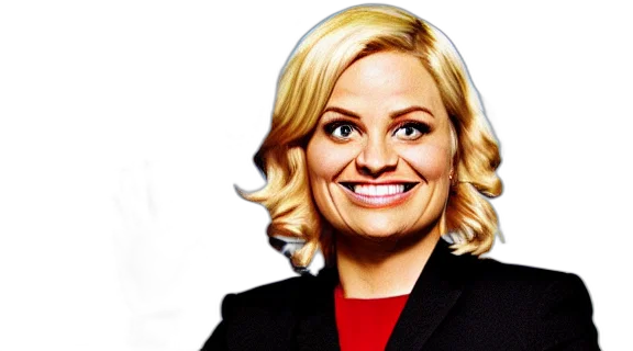 face, staff, jacket, cartoon, leslie, knope, show, parks transparent PNG cut-out