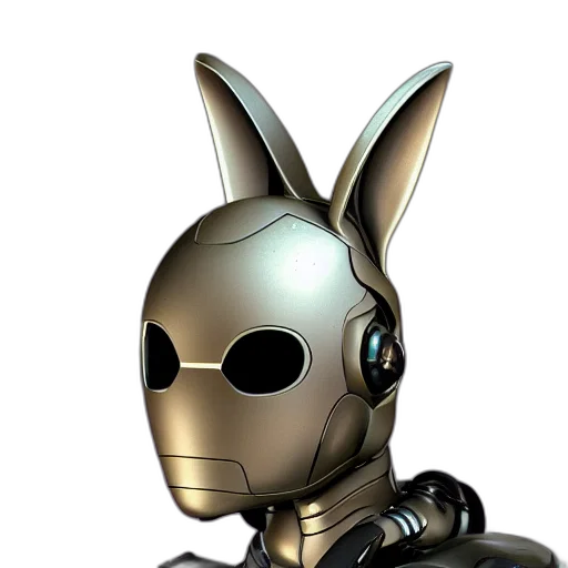 robot, mask, staff, animal, 3d render, concept art, cartoon, cyberpunk transparent PNG cut-out