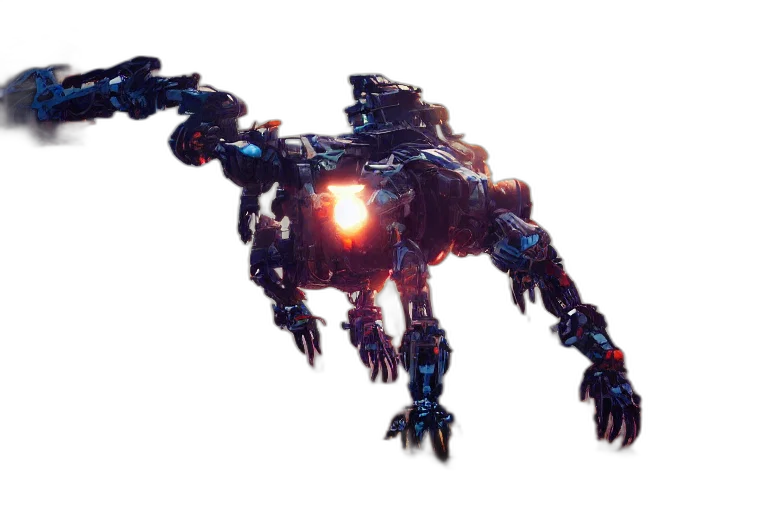 robot, creature, weapon, animal, concept art, 3d render, pixel art, cyberpunk transparent PNG cut-out