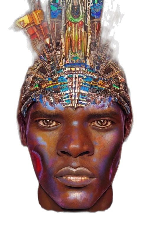 face, mask, crown, hat, photorealistic, fantasy art, concept art, oil painting transparent PNG cut-out