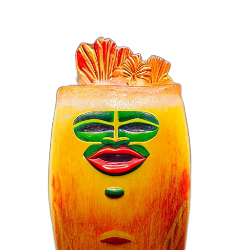 mask, bottle, crown, face, photorealistic, 3d render, closeup, photograph transparent PNG cut-out